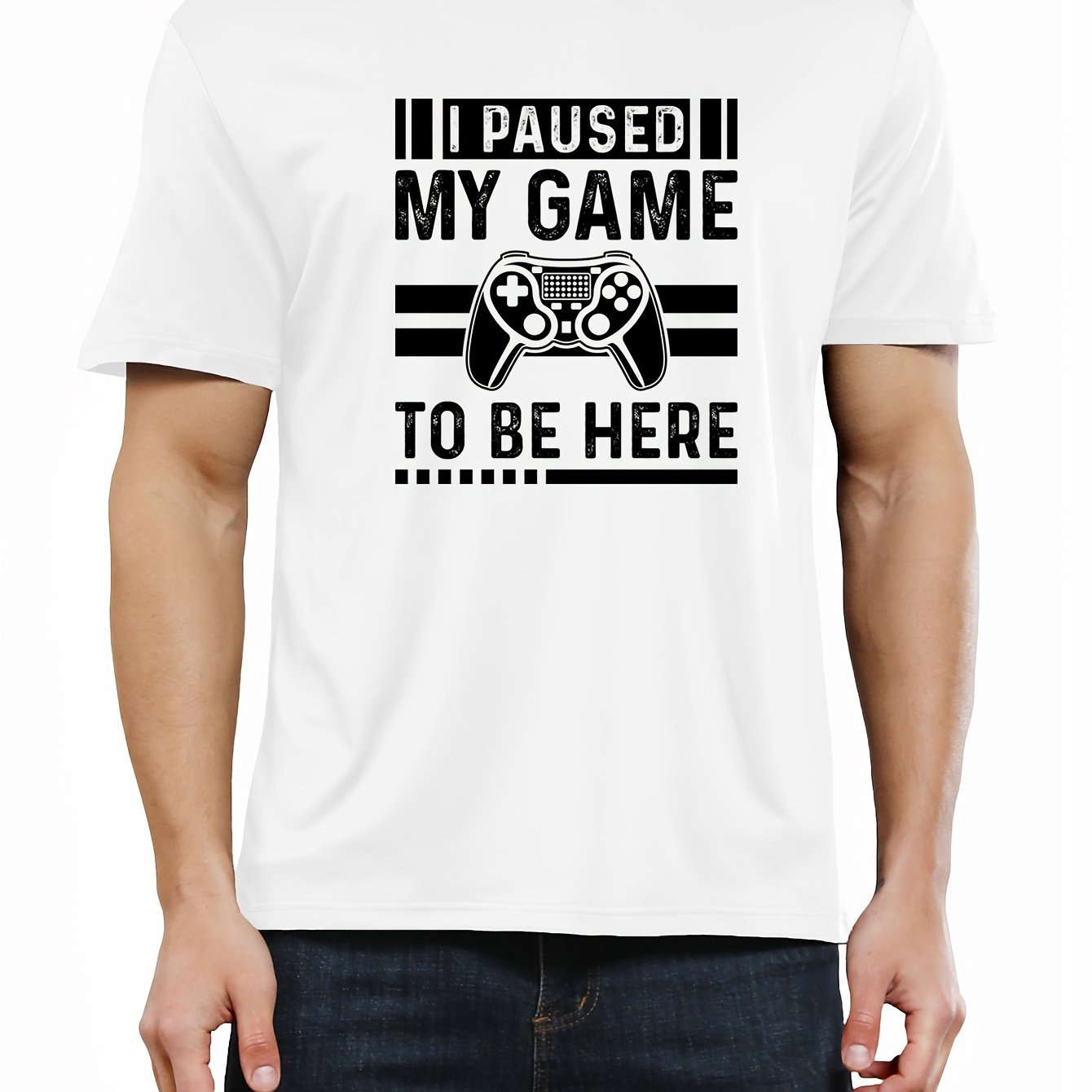 Unique Gamer Print Tee Shirt - Men's Casual Short Sleeve T-Shirts for Summer - Fun Gaming Humor Graphic Tee