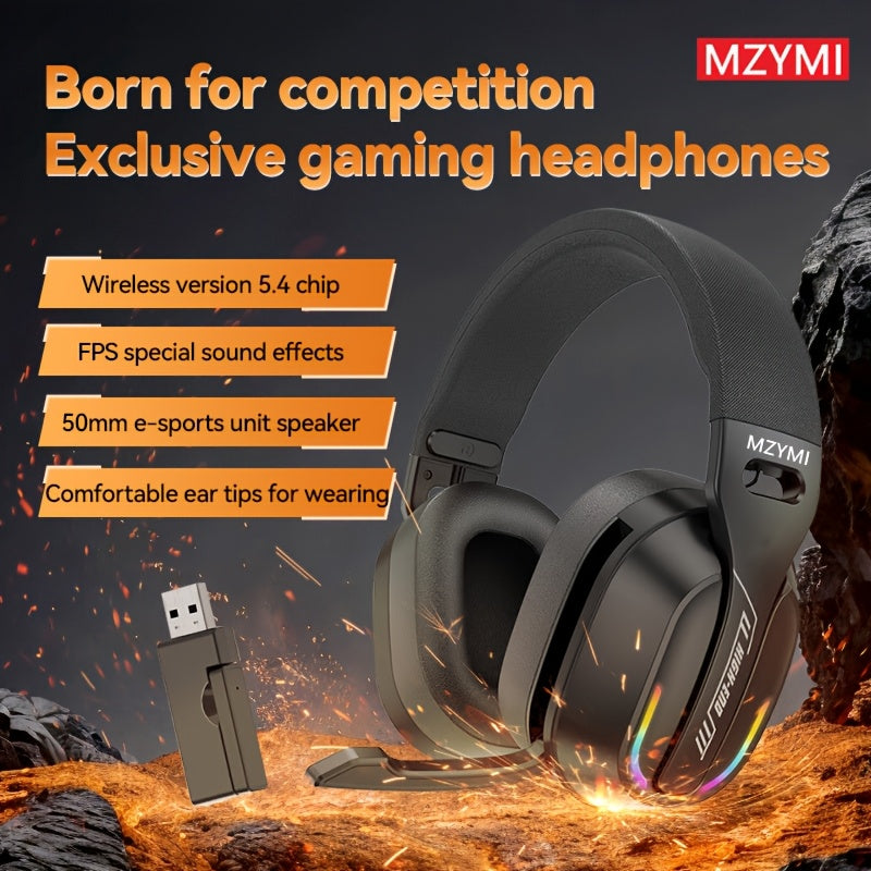 MZYMI GT100 2.4GHz/Wireless Gaming Headset for PlayStation 5 4, Gamer Headphones with Detachable Microphone for PS5, PS4, PC, Switch, Ultra-low Latency, 25 Hours Playtime, Wired Mode for Xbox Series