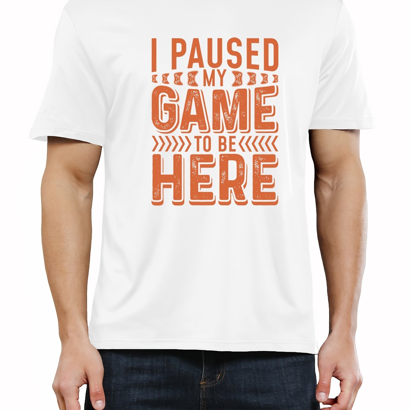 Unique Gamer Print Tee Shirt - Men's Casual Short Sleeve T-Shirts for Summer - Fun Gaming Humor Graphic Tee