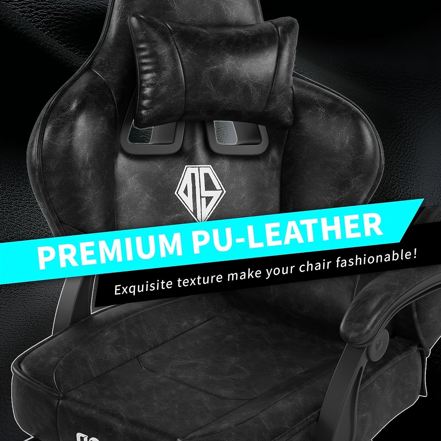 SITMOD Gaming Chair, Big And Tall Gaming Chair with Footrest, Ergonomic Video Computer Chair with Headrest Lumbar Support, 360° Swivel PU Leather Height Adjustment Office Gamer Chair for Adult gaming pc