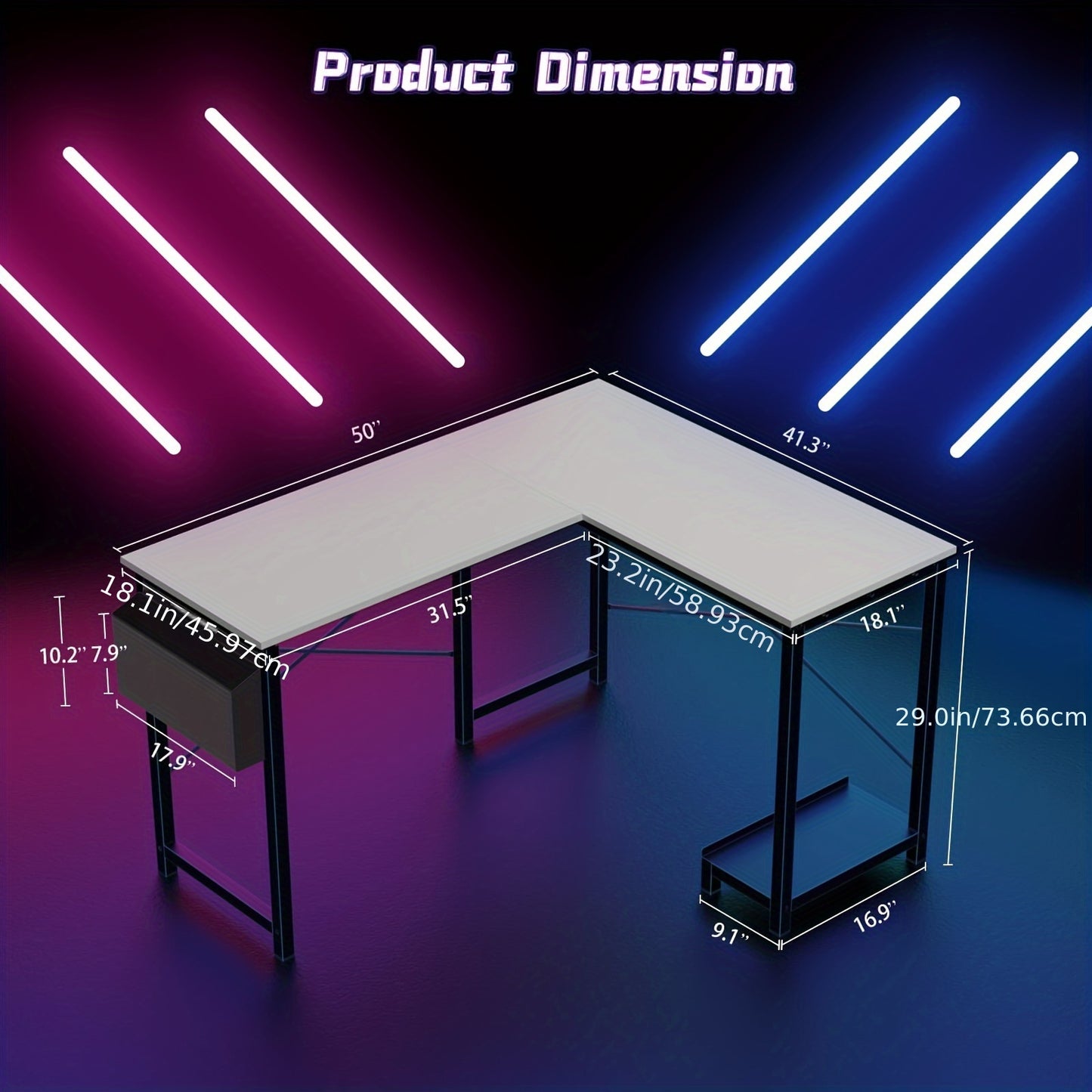 Versatile L-Shaped Desk- 49 Inches Reversible Design Desk With Storage And CPU Stand, Gamer-Friendly Workstation Desk For Bedroom, Modern Writing Desk, Work Desk For Home Office
