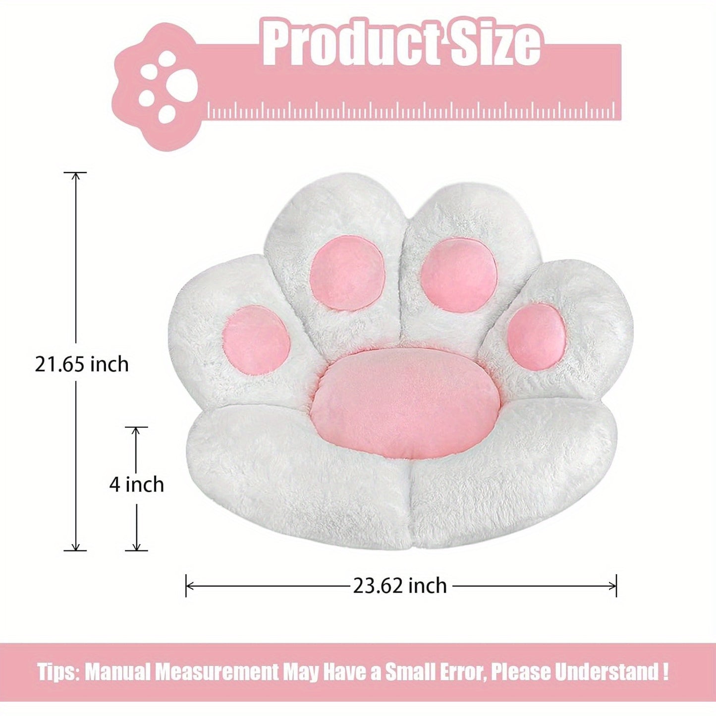 Cat Paw Cushion Chair Comfy Kawaii Shape Lazy Plush Pillow for Gamer Chair 28"x 24" Cozy Floor Cute Seat Kawaii for Girl Worker Gift, Dining Room Bedroom Decorate Black