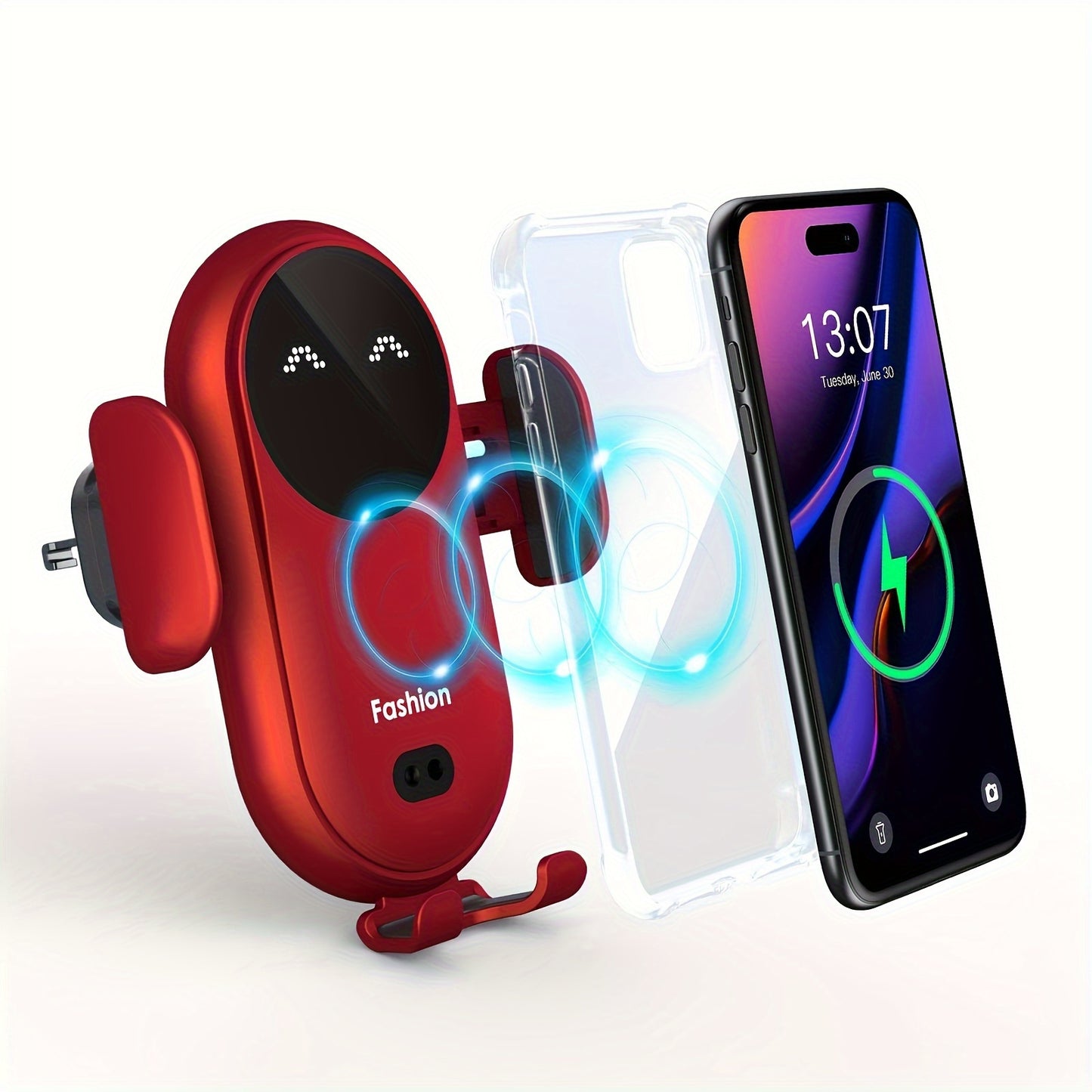 Fast Charging Wireless Car Charger - Automatic Clamping Phone Holder with Car Air Outlet Bracket