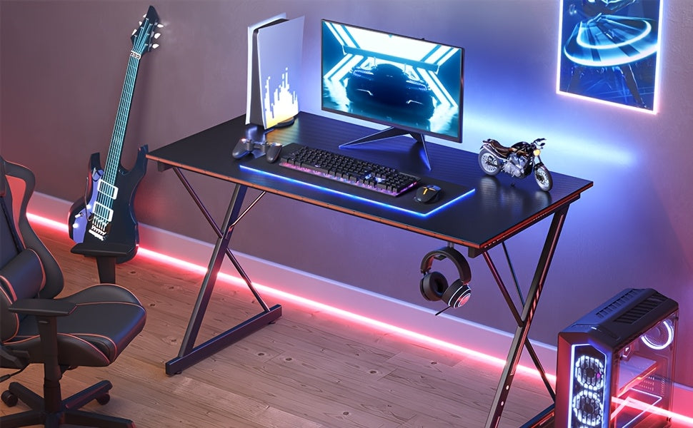 Gaming Desk 32 Inch PC Computer Desk, Home Office Desk Table Gamer Workstation, Simple Game Table, Black