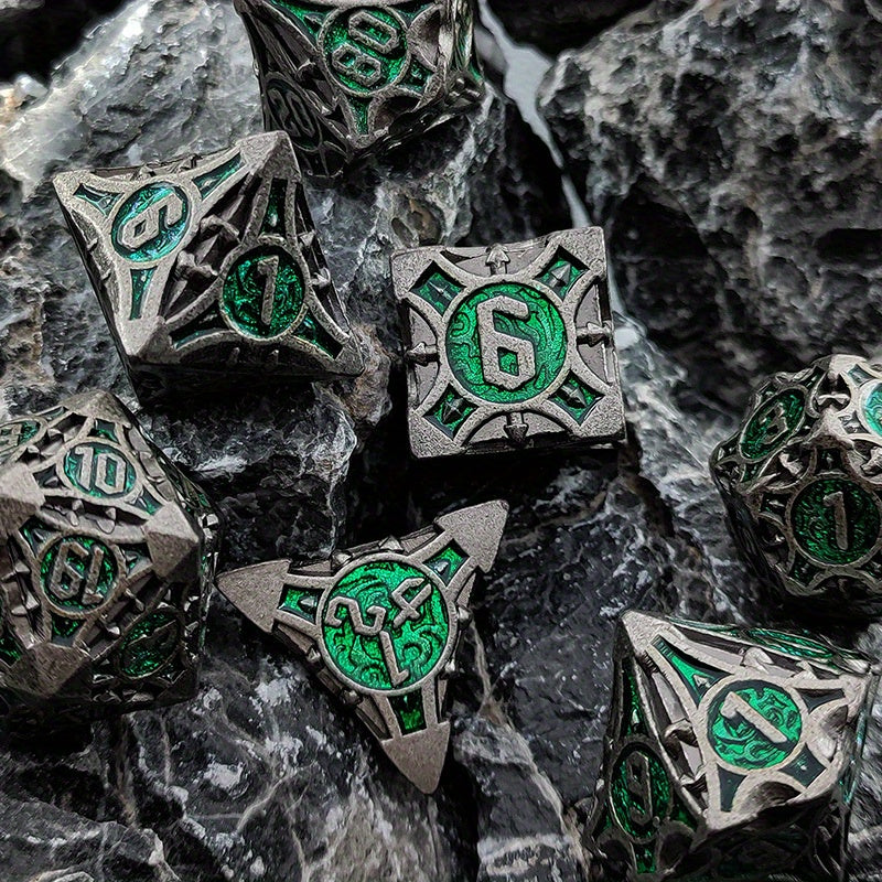 Ultimate RPG Experience: 7-Piece Stylish Metal Dice Set - Precision & Durability for Tabletop Games | Perfect Gamer Gift
