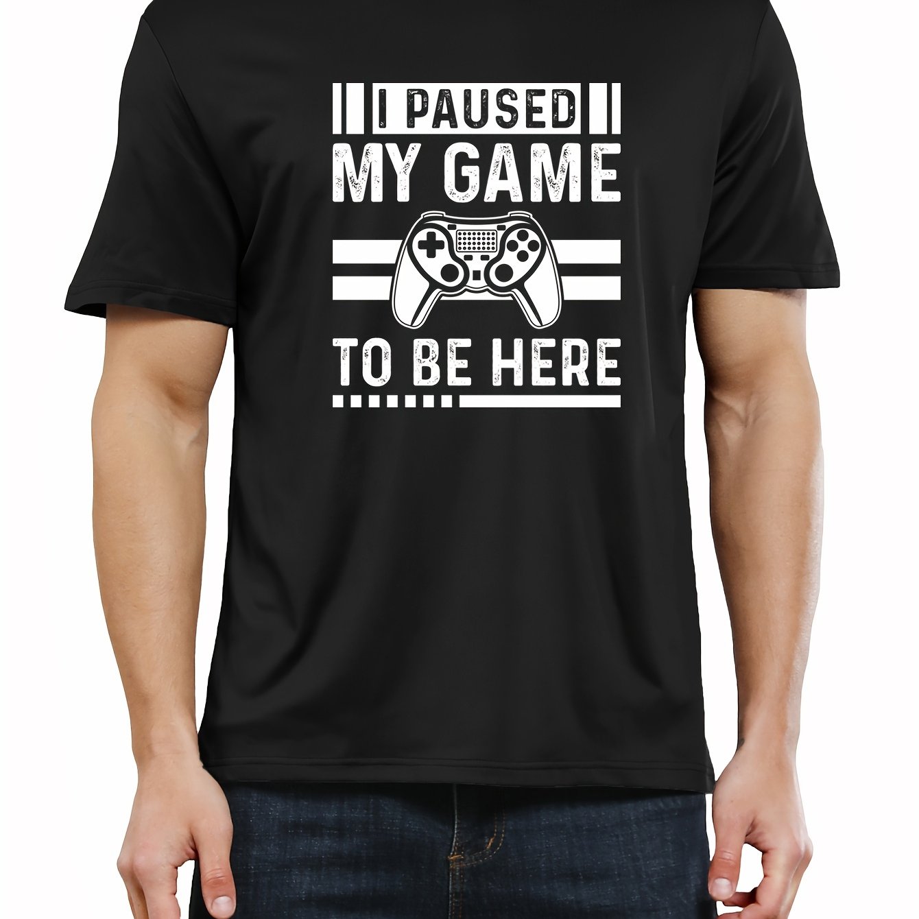 Unique Gamer Print Tee Shirt - Men's Casual Short Sleeve T-Shirts for Summer - Fun Gaming Humor Graphic Tee