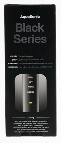 Cepillo de dientes AquaSonic Black Series, ultrablanqueador, 8 cabezales de cepillo DuPont y funda de viaje incluidos, motor ultrasónico de 40.000 VPM y carga inalámbrica, 4 modos con temporizador inteligente, cepillo de dientes eléctrico moderno