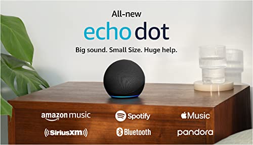 Amazon Echo Dot (modelo más reciente): parlante Alexa con sonido vibrante, ideal para dormitorios, comedores y oficinas (carbón)