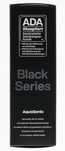 Cepillo de dientes AquaSonic Black Series, ultrablanqueador, 8 cabezales de cepillo DuPont y funda de viaje incluidos, motor ultrasónico de 40.000 VPM y carga inalámbrica, 4 modos con temporizador inteligente, cepillo de dientes eléctrico moderno