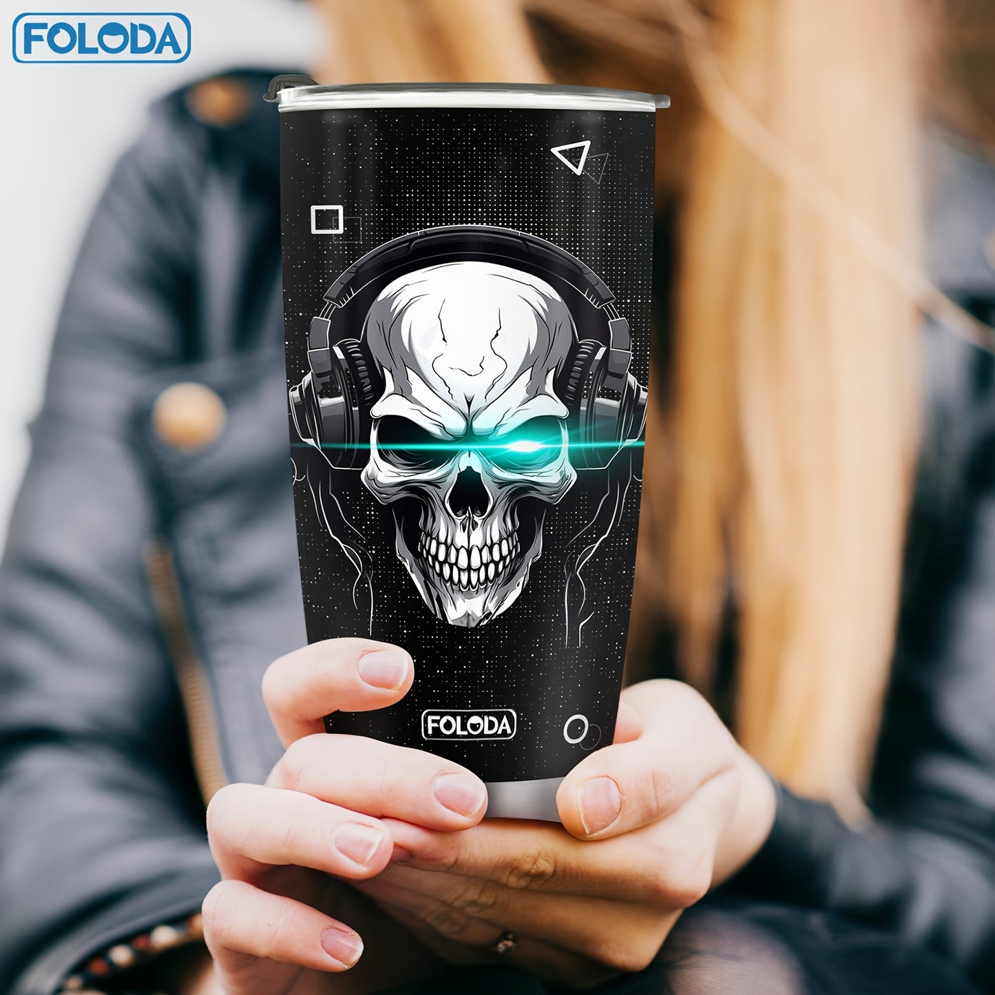 Foloda 1pc Skull Gamepad Gamer Gifts, Gaming Gifts, Gamer Gift Ideas, Christmas Birthday Gifts for Gamers, Cool Gamer Gifts for Men Teen Boys Girls Boyfriend, Game Cups, Gifts for Game Lovers Stainless Steel Tumbler with Lid