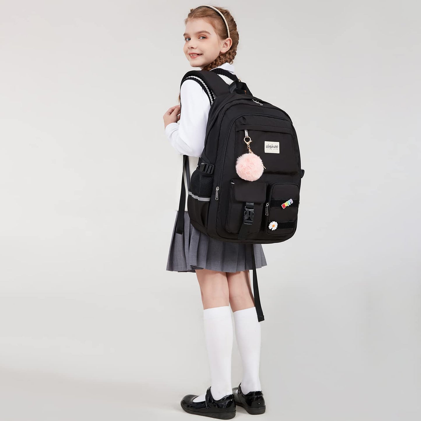 abshoo Mochila para laptop para estudiantes grandes, para mujeres universitarias, secundaria, adolescentes, niñas, mochila de viaje, Negro -, Grande, Mochilas Daypack
