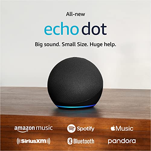 Amazon Echo Dot (modelo más reciente): parlante Alexa con sonido vibrante, ideal para dormitorios, comedores y oficinas (carbón)