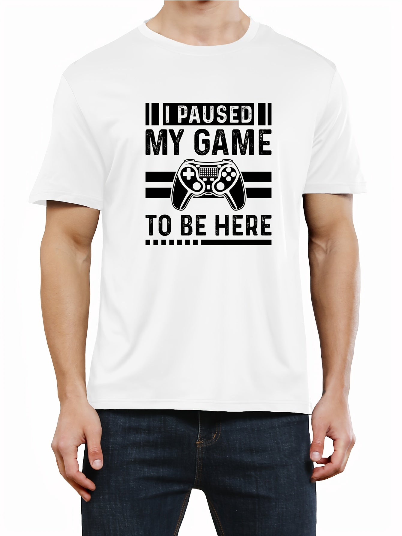 Unique Gamer Print Tee Shirt - Men's Casual Short Sleeve T-Shirts for Summer - Fun Gaming Humor Graphic Tee