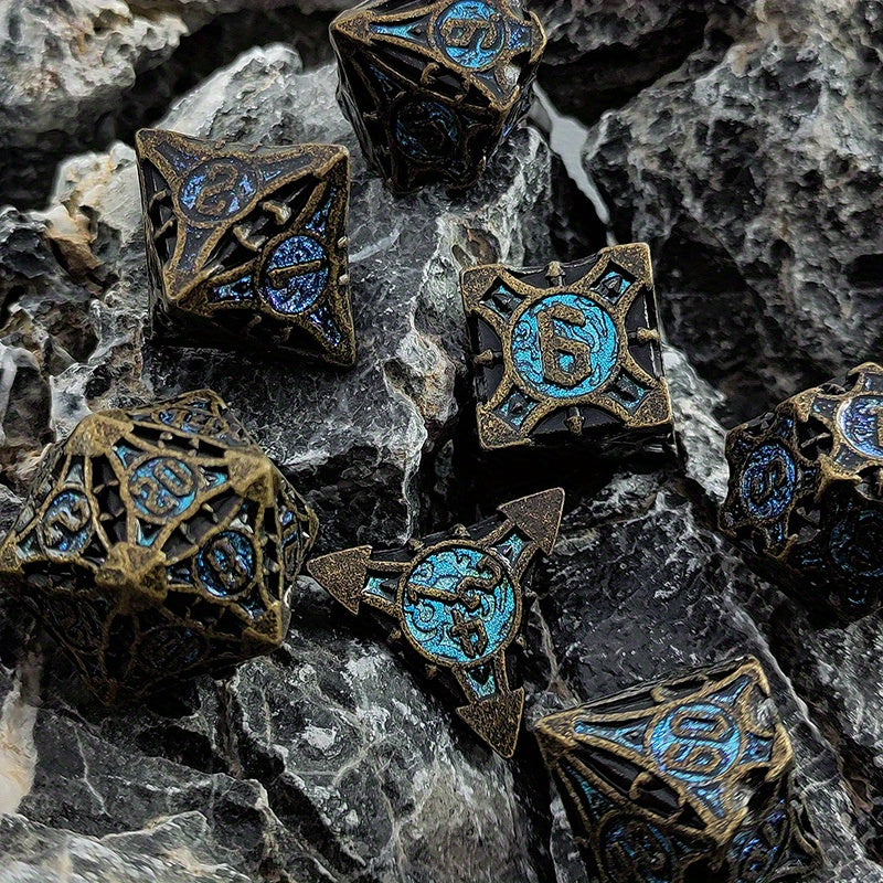 Ultimate RPG Experience: 7-Piece Stylish Metal Dice Set - Precision & Durability for Tabletop Games | Perfect Gamer Gift
