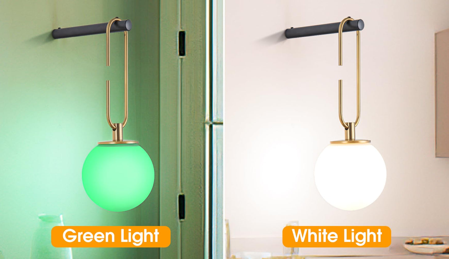 uego de 2 apliques de pared que funcionan con baterías, regulables, funciona con control remoto, lámpara de pared interior sin cableado para dormitorio, moderna de mediados de siglo