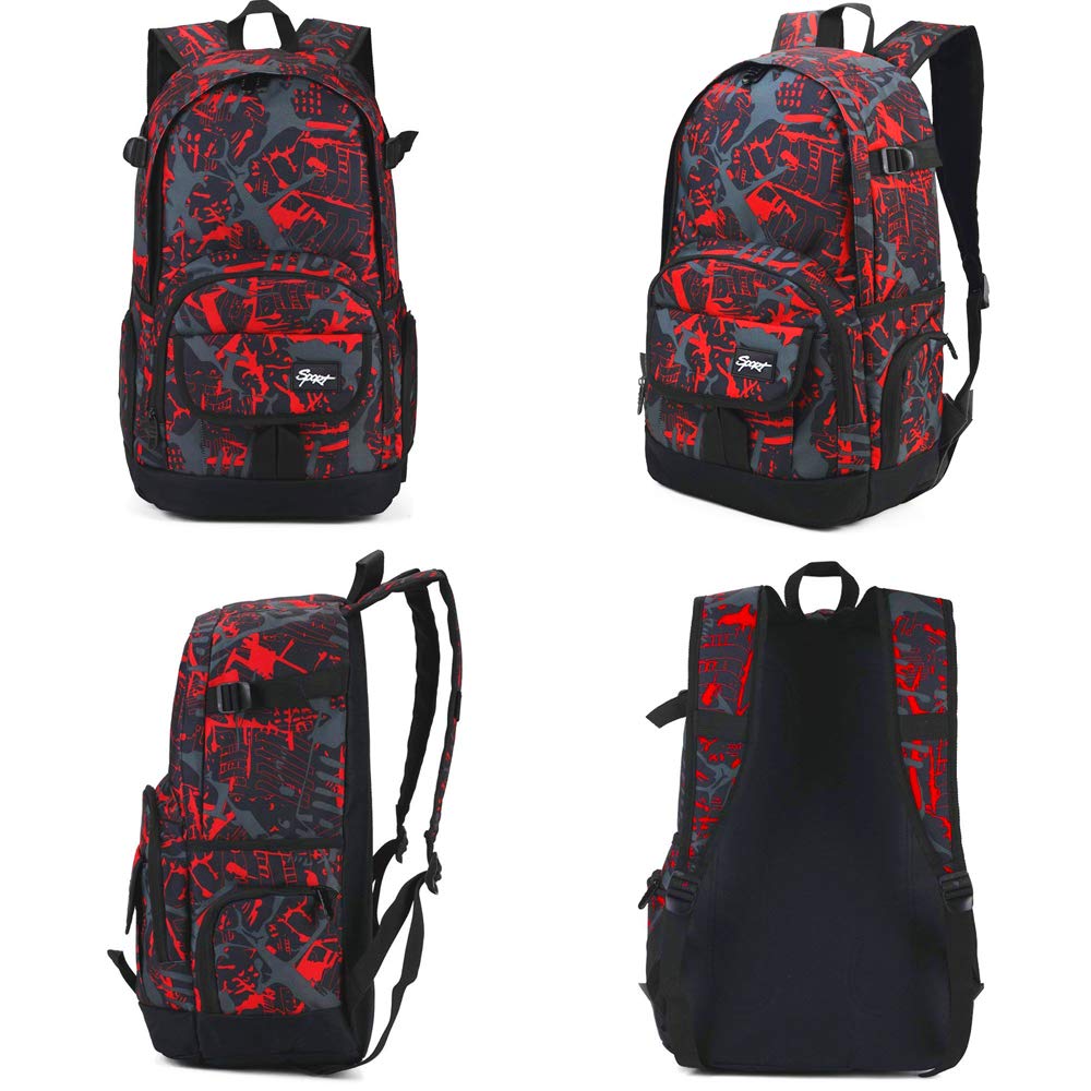 rickyh style Mochila escolar bolsa de viaje para hombres y mujeres, mochila ligera para la universidad con compartimento para laptop, Rojo (New Red), Talla única, Mochila escolar