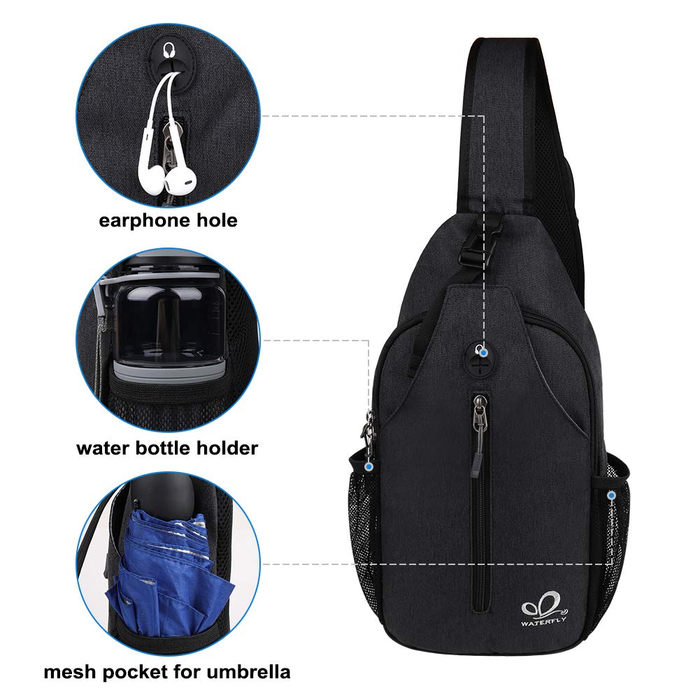 WATERFLY - Mochila cruzada tipo bandolera para viajar y hacer senderismo, bolsa de pecho