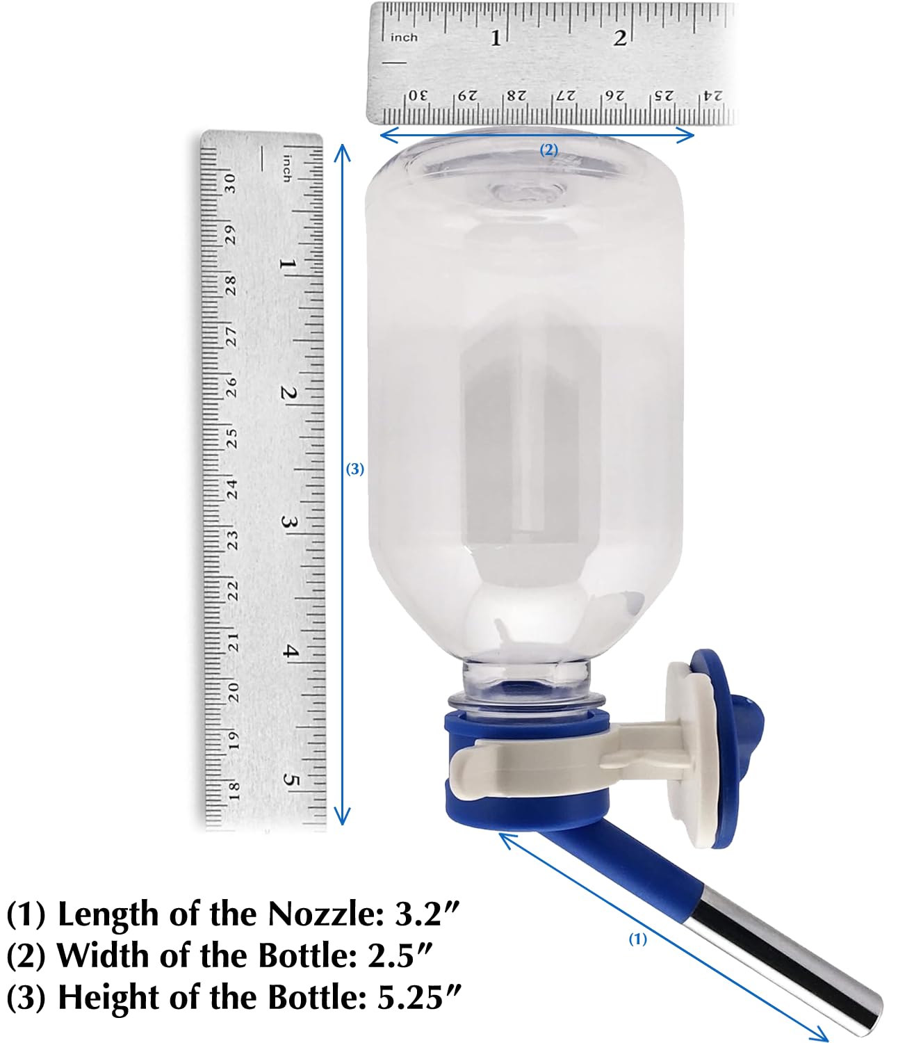 Choco Nose Patented No-Drip Water Bottle/Feeder for Guinea Pigs/Hamsters/Bunnies/Ferrets/Other Small Pets, Critters and Animals - for Cages, Crates or Wall Mount. 10.2oz. Nozzle 10mm, Blue (C128)