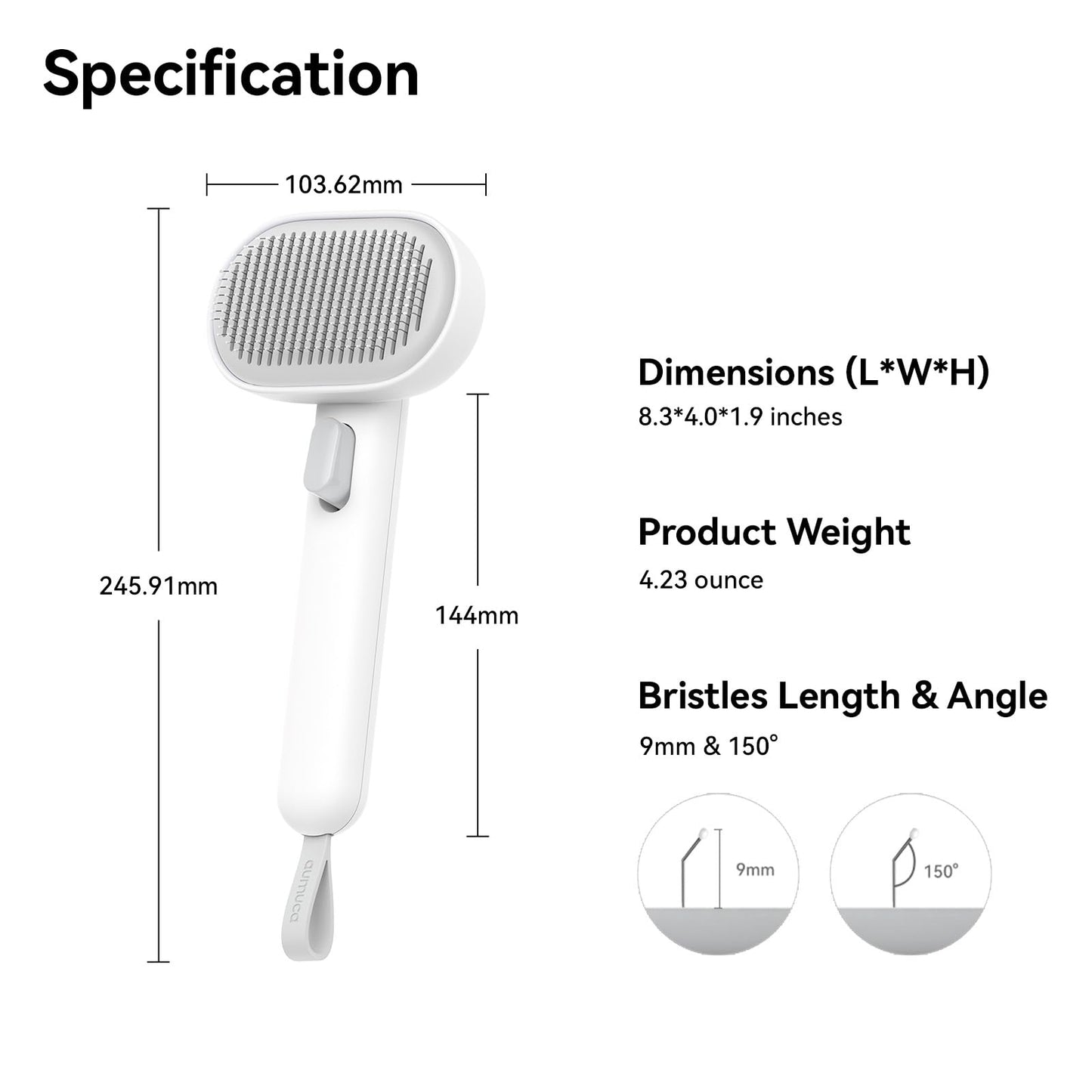 Aumuca Cat Brush for Shedding, Cat Brushes for Indoor Cats, Cat Brush for Long or Short Haired Cats, Cat Hair Brush Cat Grooming Deshedding Brush for Dog Kitten Horse Massage Removes Loose Fur, White