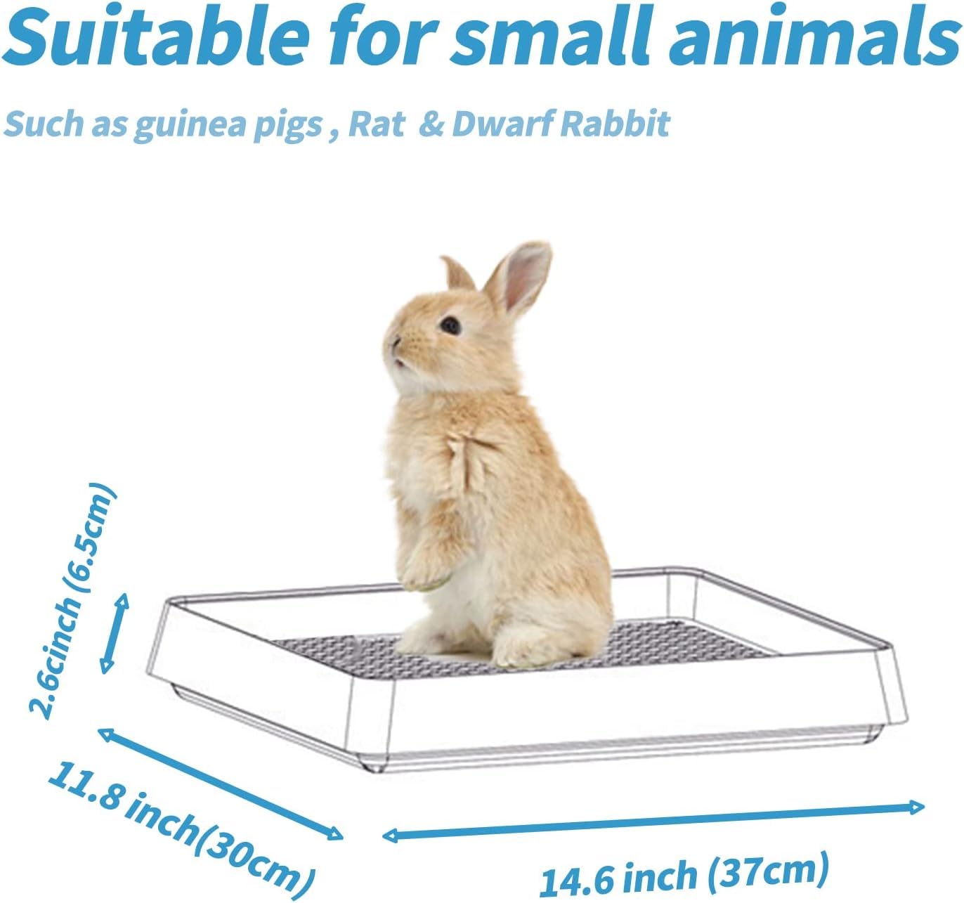 PODOO Rabbit Large Litter Box, Guinea Pig Training Pan Cage with Toilet Tray, Ideal for Rats, Ferret, Bunny Small and Medium Animals (2Pcs x Medium)