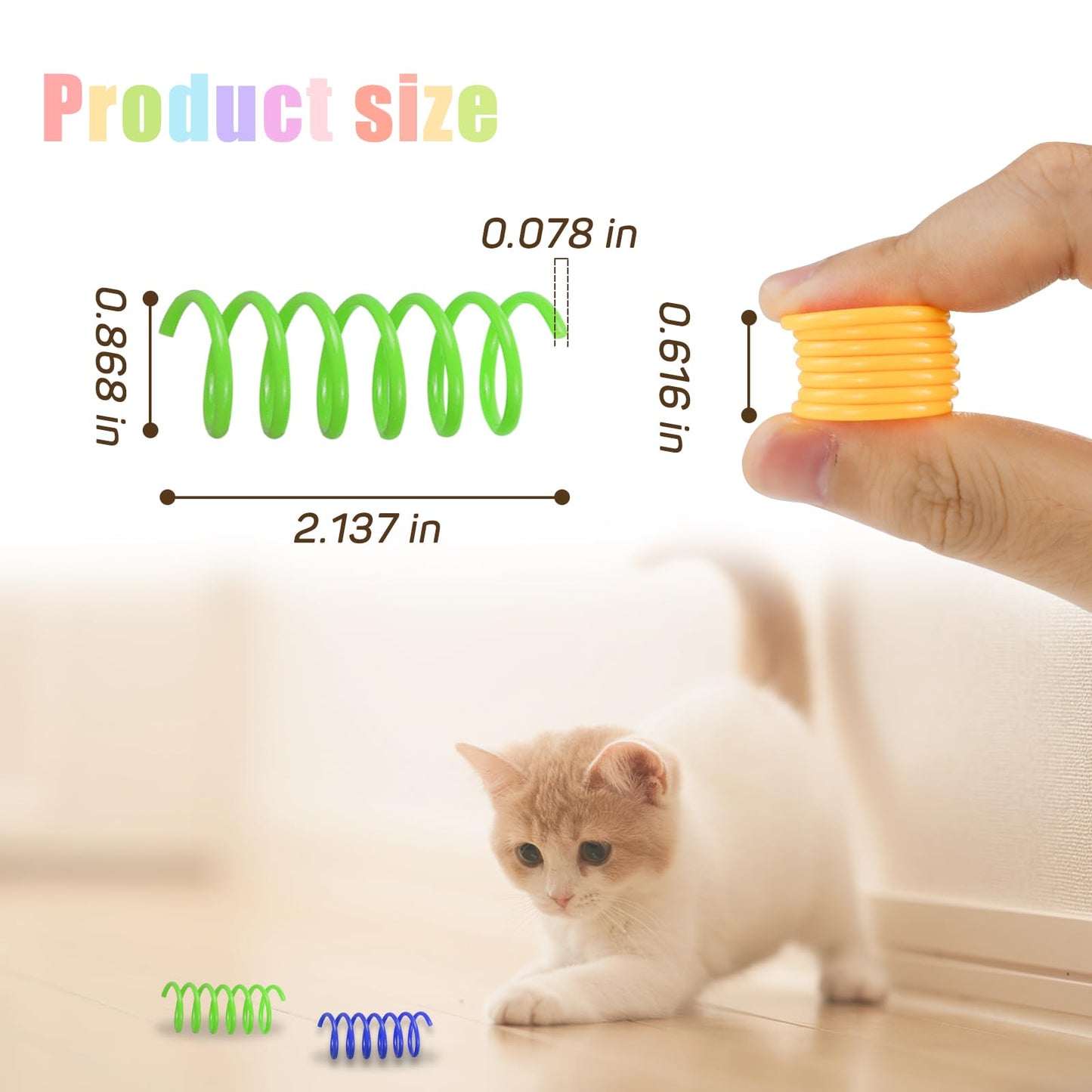 Andiker Cat Spiral Spring, 12 Pc Cat Creative Toy to Kill Time and Keep Fit Interactive Cat Toy Sturdy Heavy Plastic Spring Colorful Springs Cat Toy for Swatting, Biting, Hunting Kitten Toys