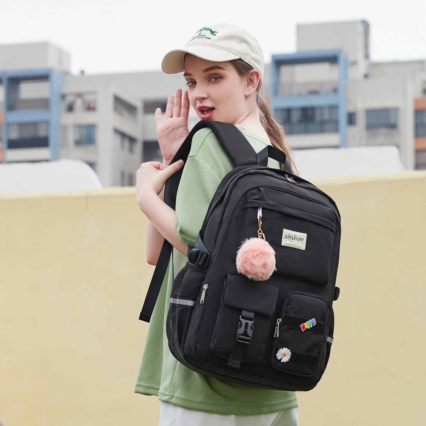 abshoo Mochila para laptop para estudiantes grandes, para mujeres universitarias, secundaria, adolescentes, niñas, mochila de viaje, Negro -, Grande, Mochilas Daypack