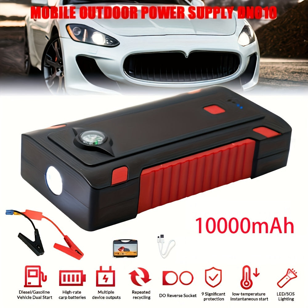 Portable Car Jump Starter - 12V 400A/600A Peak, 6000mAh/10000mAh Power Bank, Emergency Car Charger for 2.0L Gas Vehicles