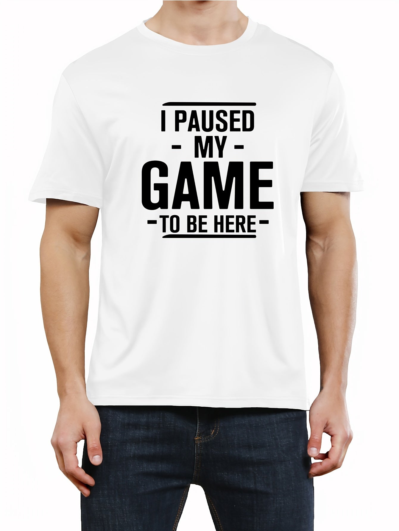 Unique Gamer Print Tee Shirt - Men's Casual Short Sleeve T-Shirts for Summer - Fun Gaming Humor Graphic Tee