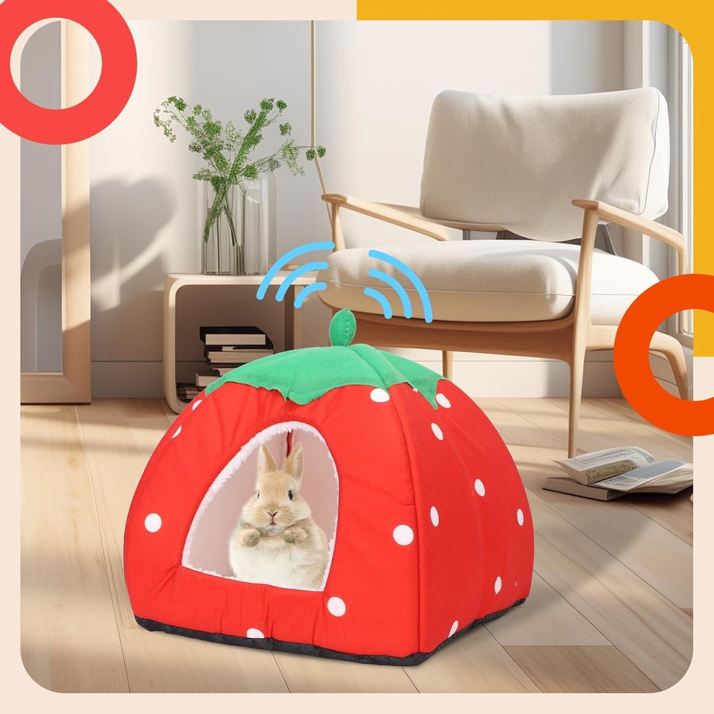 FurrTales Guinea Pig Hideout for Small Animals(Guinea Pig Bed with Warm Fleece, Washable Pet Cushions, Winter Sleeping Warmth)