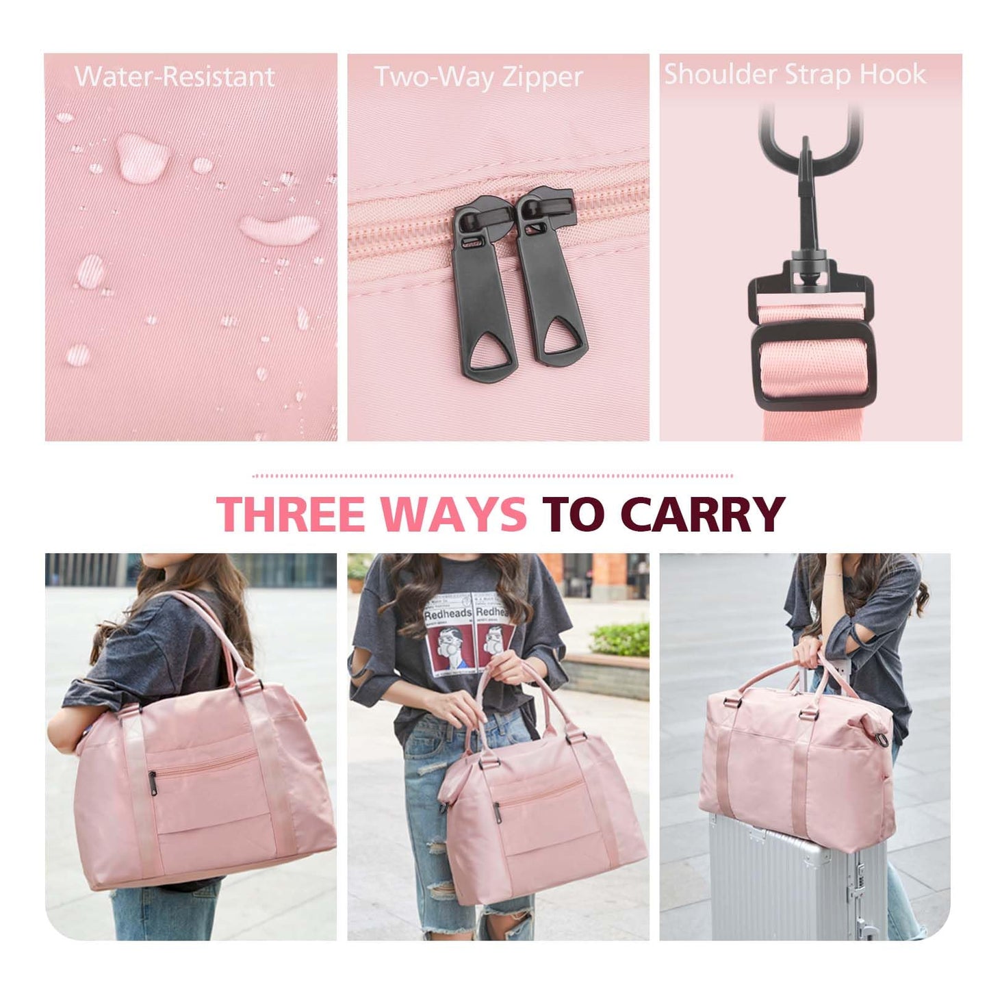 Bolsa de lona de viaje, bolsa impermeable para fin de semana, bolsa de mano para mujer, bolsa de lona deportiva para gimnasio, bolsa de hospital para trabajo de parto