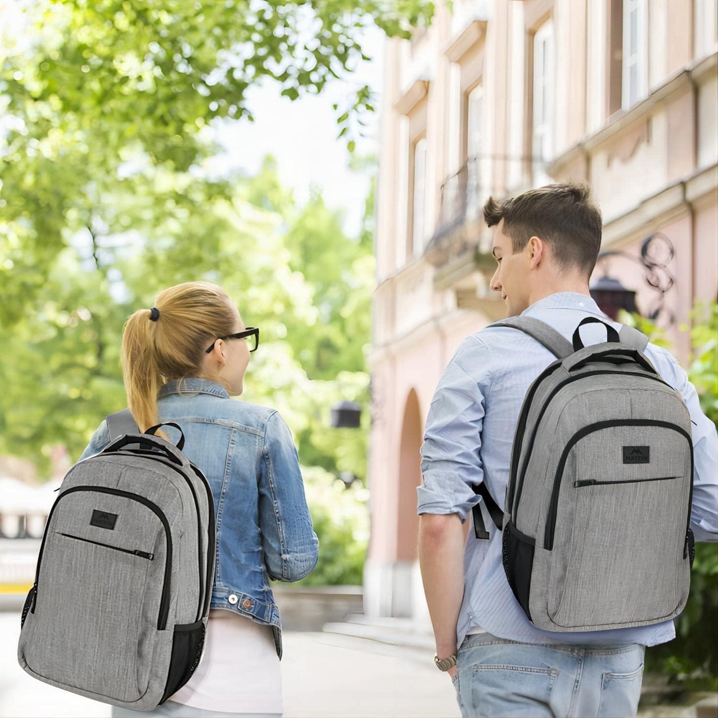 Mochila de viaje para portátil, delgada, resistente y antirrobo, con puerto de carga USB, resistente al agua, ideal para la universidad, la escuela, para hombres y mujeres, compatible con portátiles de 15,6 pulgadas, color gris