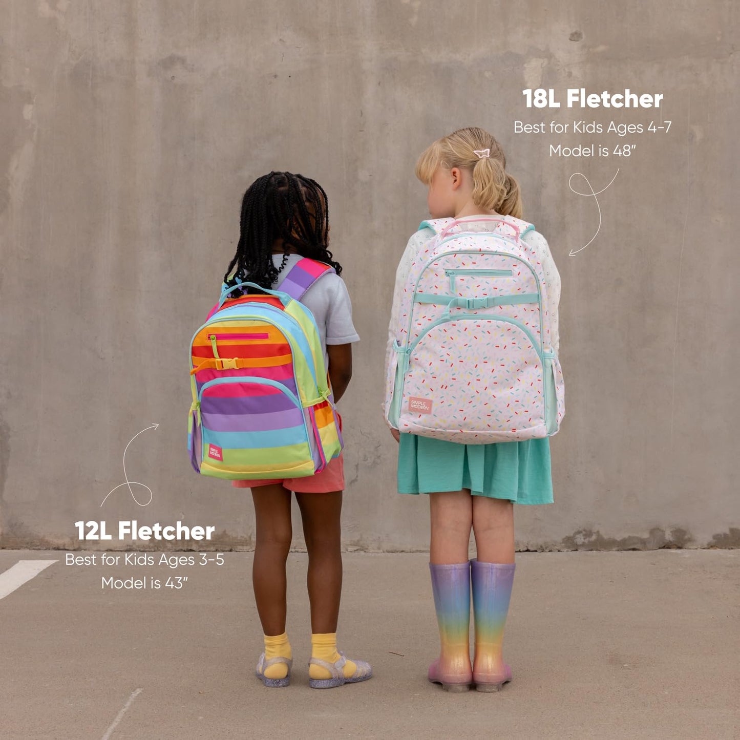 Simple Modern Mochila mediana de Disney para niños y niñas escolares | Mochila infantil de jardín de infantes | Colección Fletcher | Niños - 15 pulgadas de alto | Arcoiris princesa
