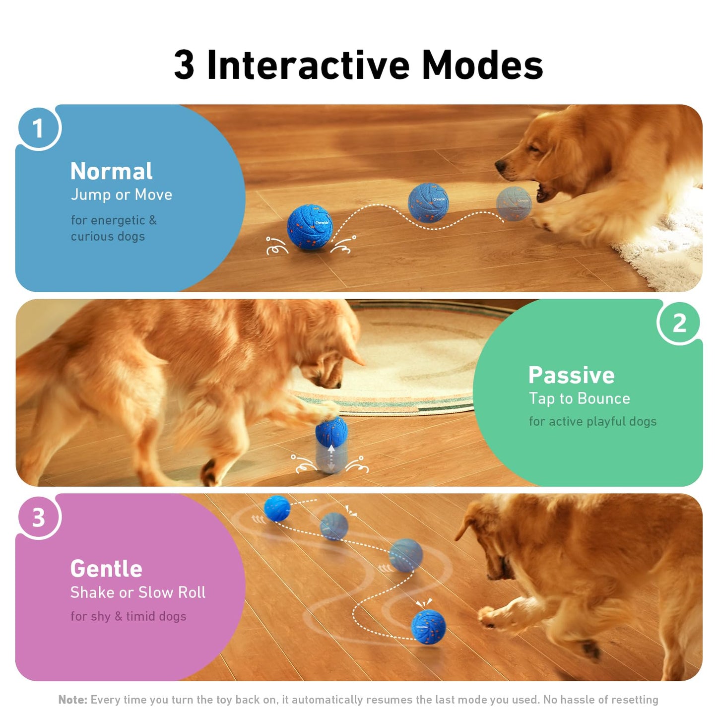 Cheerble Juguete interactivo inteligente para perros, Wicked Ball AIR, movimiento automático, rebote y rotación, material E-TPU, clasificación impermeable IPX7, bola rodante activa para perros