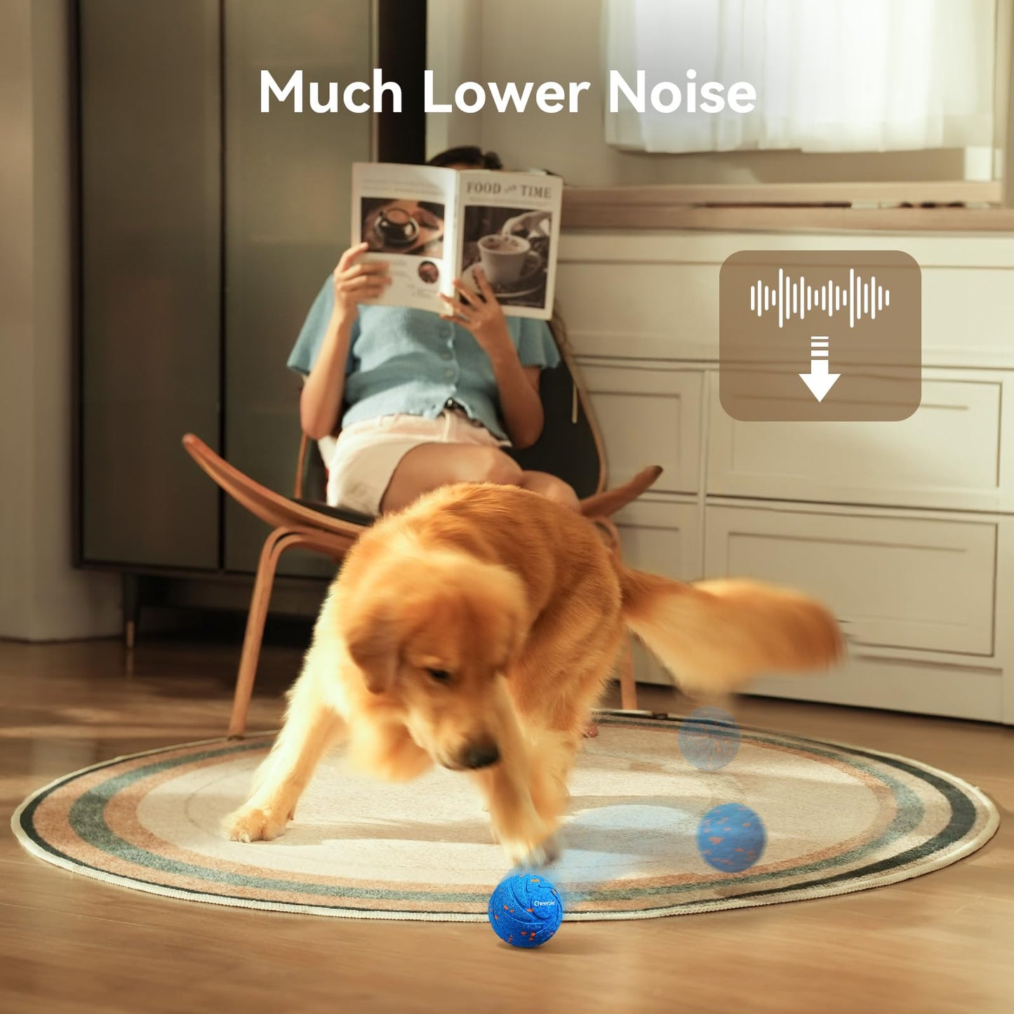 Cheerble Juguete interactivo inteligente para perros, Wicked Ball AIR, movimiento automático, rebote y rotación, material E-TPU, clasificación impermeable IPX7, bola rodante activa para perros