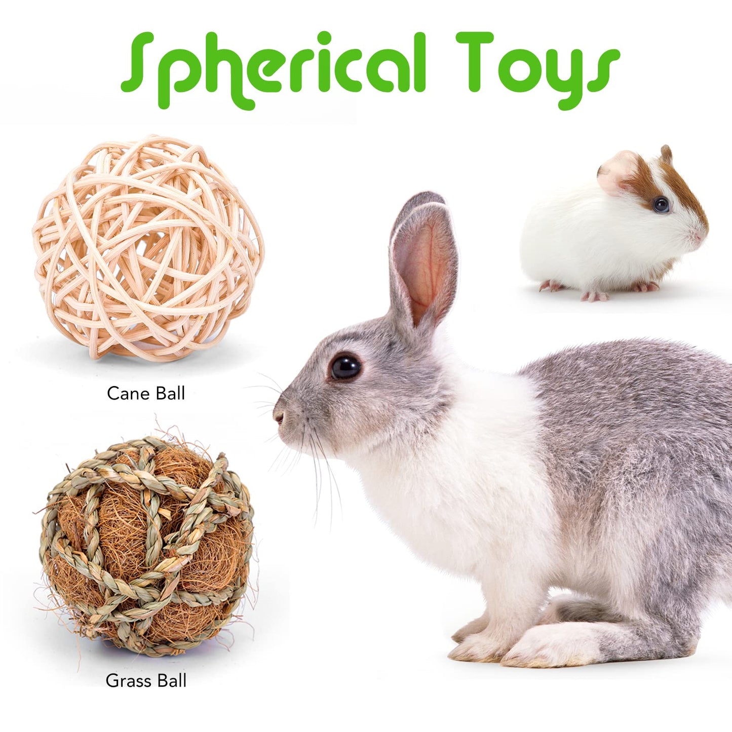 VESPRO Bunny Teys for Rabbits Hamster/Guinea Pig Toys Natural Timothy Hay Sticks chew Treats and Balls for Rabbit, Bunny, chinehila, Guirea Pig, Hamster, Bunny Teeth Care