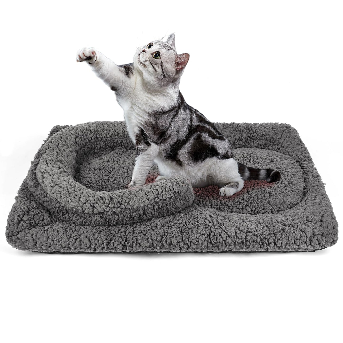 TailTastic Self Warming Cat Bed Mat with U-Shaped Pillow -22"x18" Soft Thickened Thermal Cat Bed, Machine Washable Heat Retention Pad for Indoor Cats