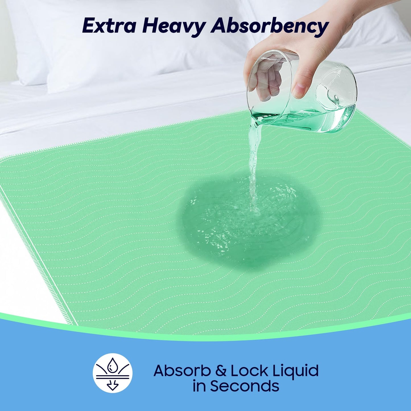 4 Pack 36” x 36” Extra Heavy Absorbency Washable Underpads, Waterproof Quick Drying Nursing Pads Incontinence Bed Pads, Reusable Washable Pee Pads for Dogs, Diaper Changing & Adults