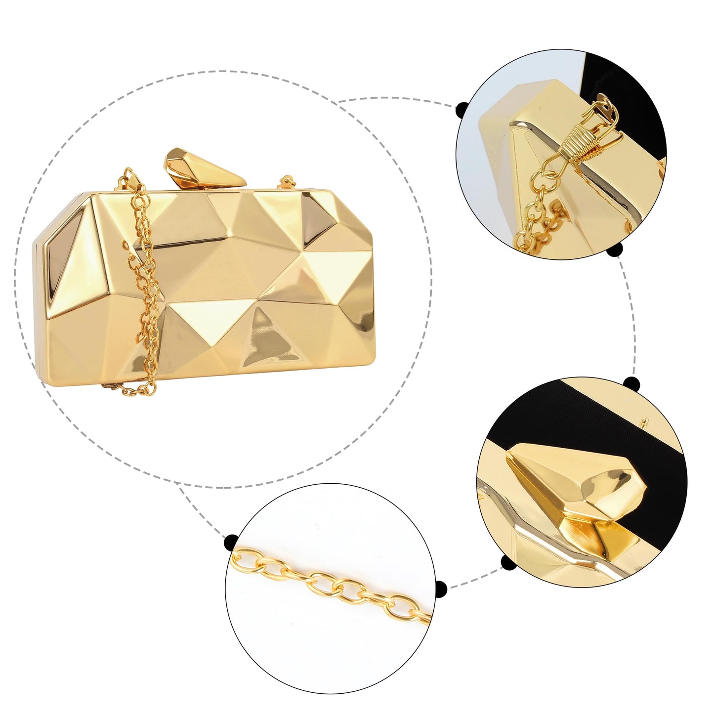 Reberomantic Bolso de mano de metal con patrón de celosía para mujer