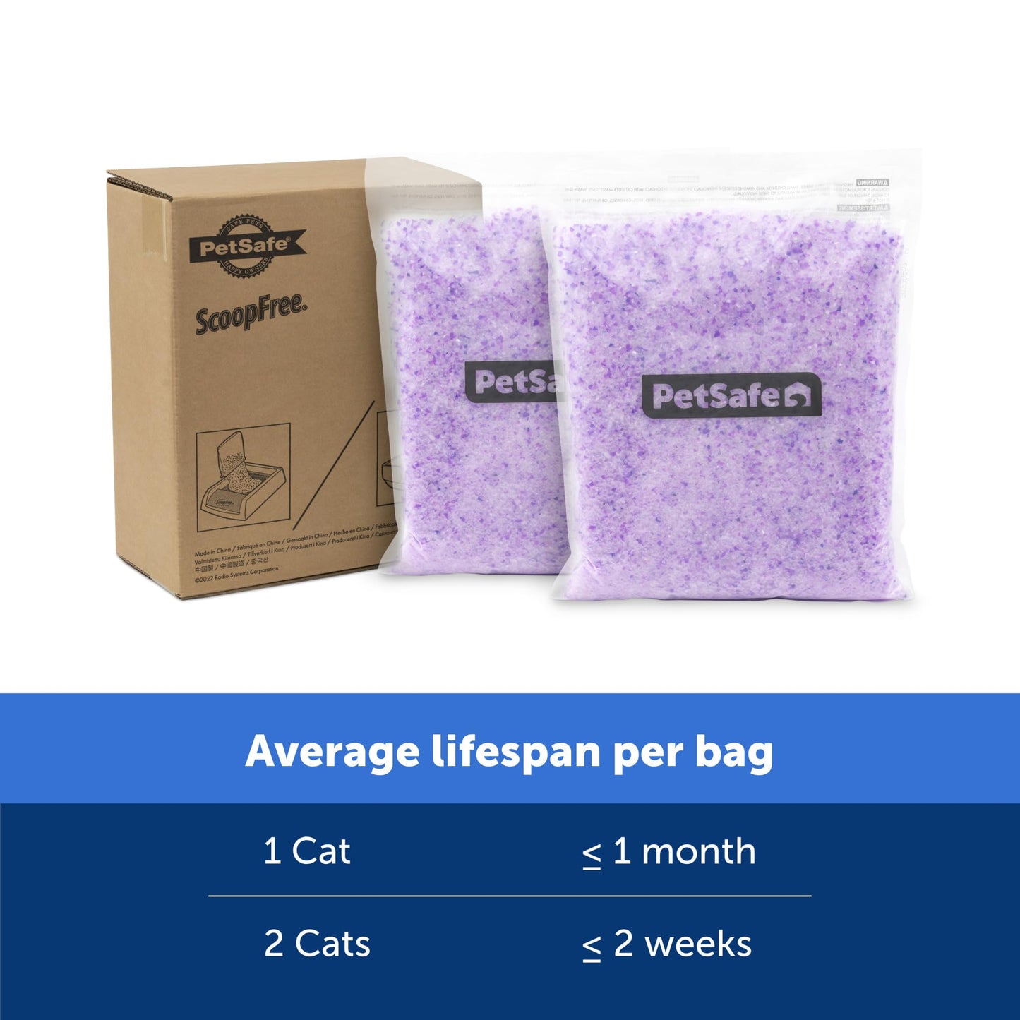 PetSafe ScoopFree Premium Crystal Cat Litter - Outperforms Clay Litter - Less Tracking, Dust for A Fresh Home - Non-Clumping - Two 4.3 lb Bags of Litter (8.6 lb Total) - Lavender