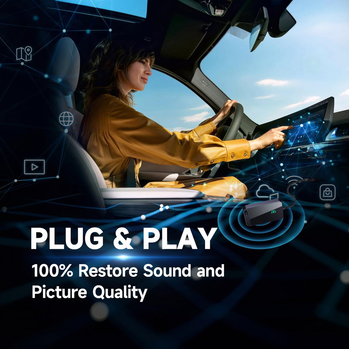 Adaptador inalámbrico CarPlay para iPhone de Apple (actualizado 2024), conexión sin costuras multiusuario para convertir adaptador de juego de automóvil con cable a inalámbrico, sin latencia