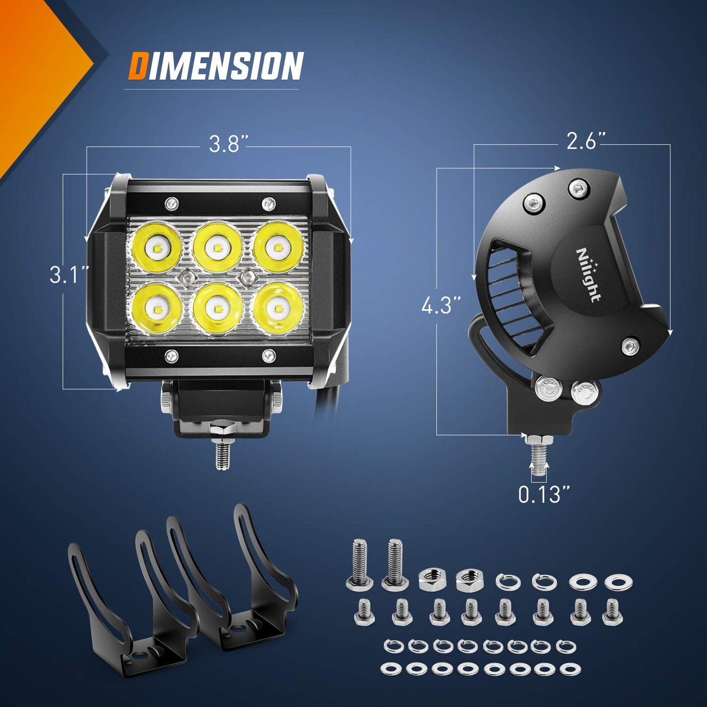 Nilight Led Pods 2 piezas 18W 1260LM Spot luces todoterreno