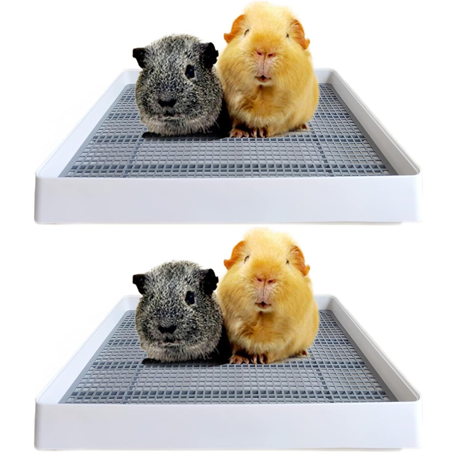 PODOO Rabbit Large Litter Box, Guinea Pig Training Pan Cage with Toilet Tray, Ideal for Rats, Ferret, Bunny Small and Medium Animals (2Pcs x Medium)