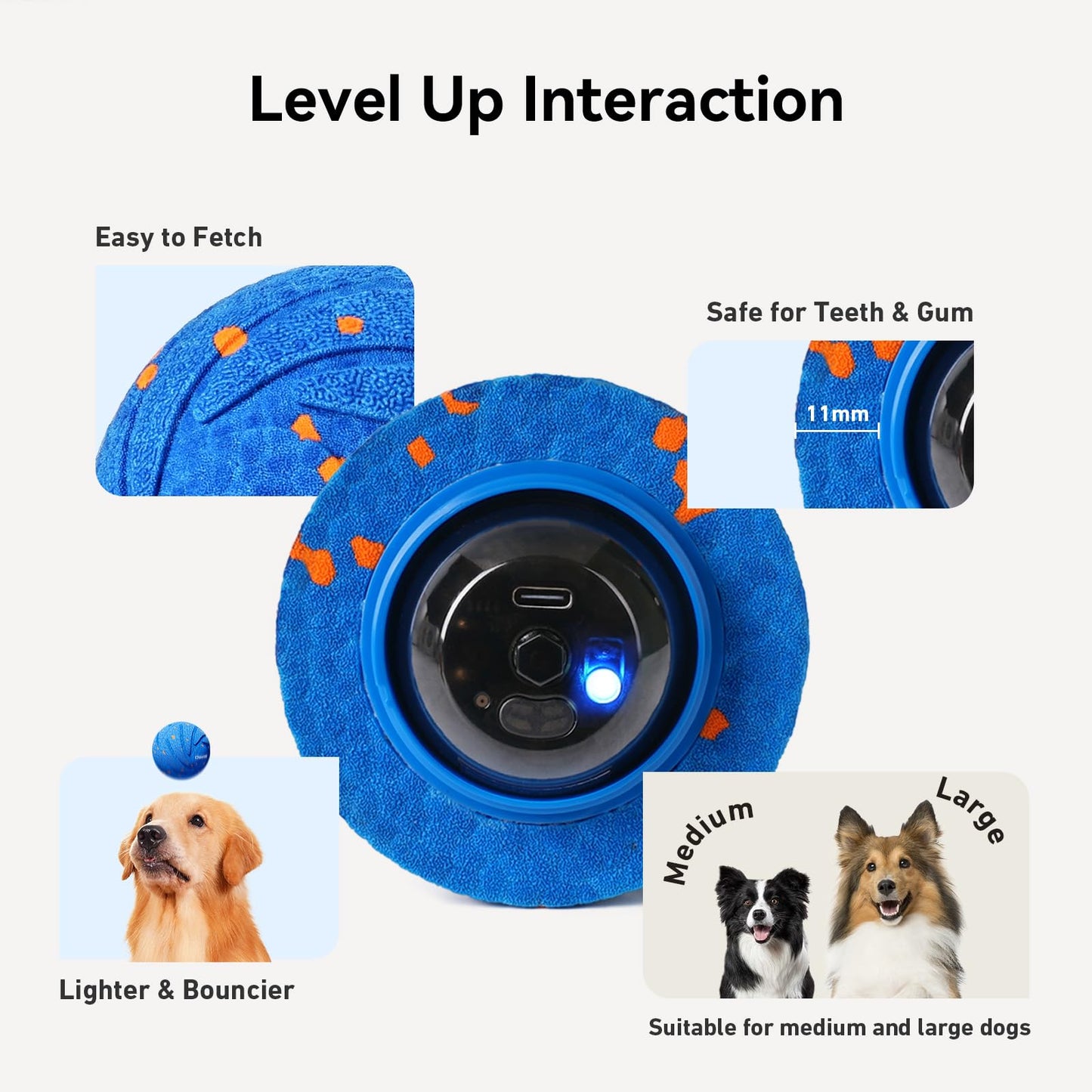 Cheerble Juguete interactivo inteligente para perros, Wicked Ball AIR, movimiento automático, rebote y rotación, material E-TPU, clasificación impermeable IPX7, bola rodante activa para perros