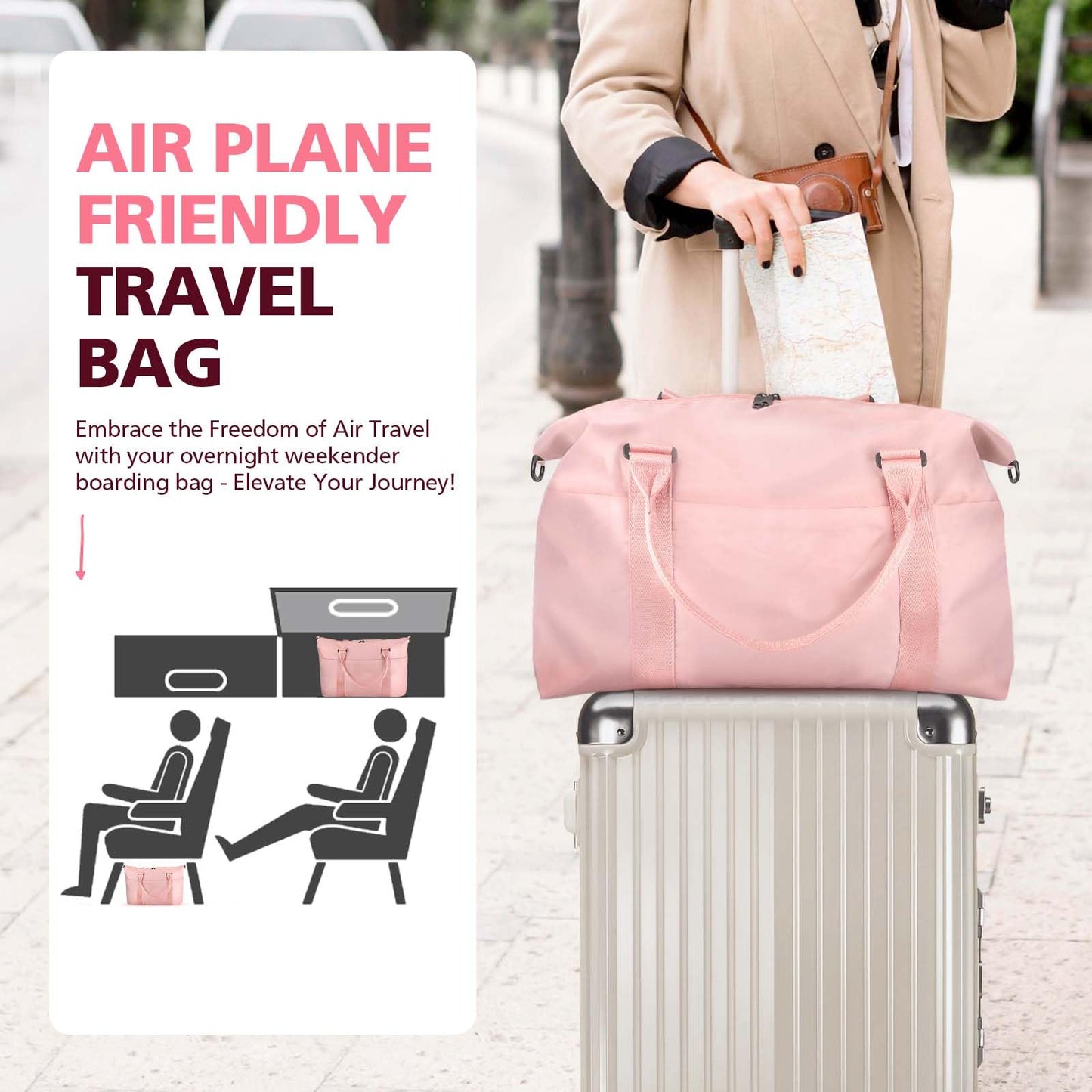 Bolsa de lona de viaje, bolsa impermeable para fin de semana, bolsa de mano para mujer, bolsa de lona deportiva para gimnasio, bolsa de hospital para trabajo de parto