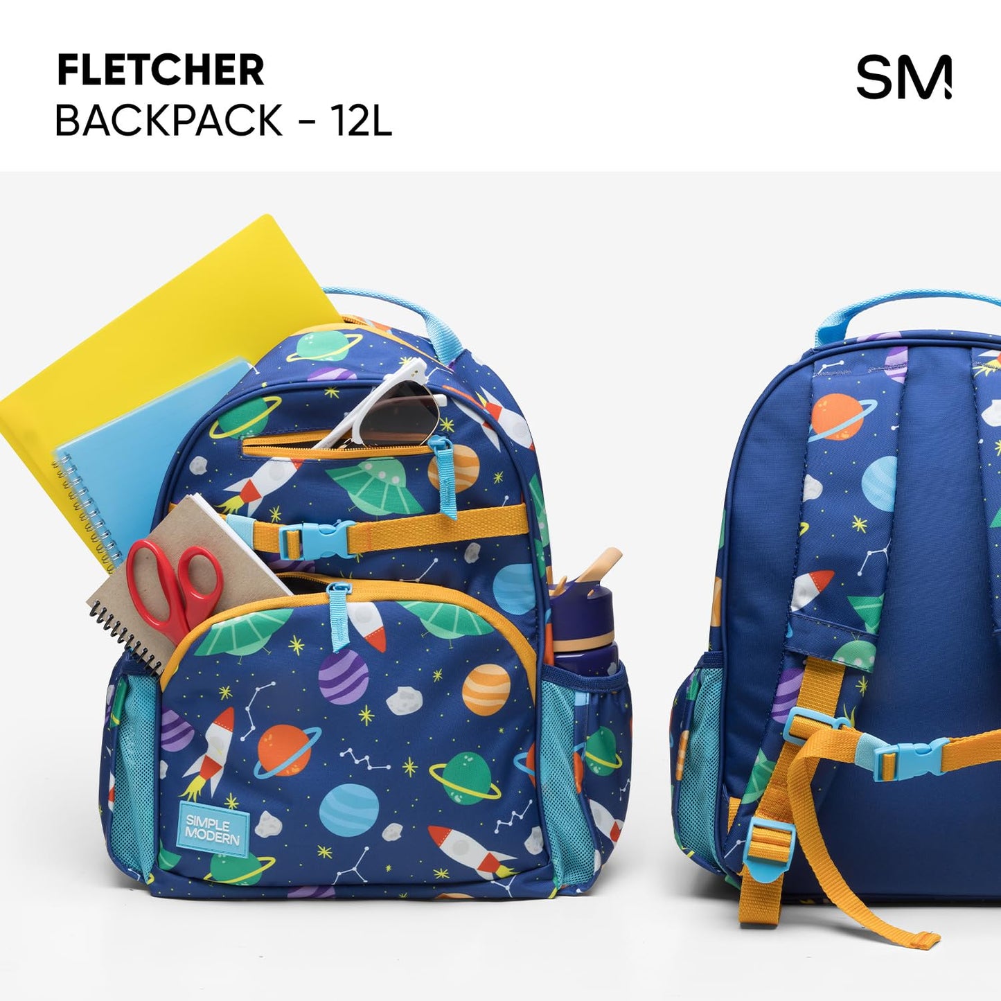 Simple Modern Mochila mediana de Disney para niños y niñas escolares | Mochila infantil de jardín de infantes | Colección Fletcher | Niños - 15 pulgadas de alto | Arcoiris princesa