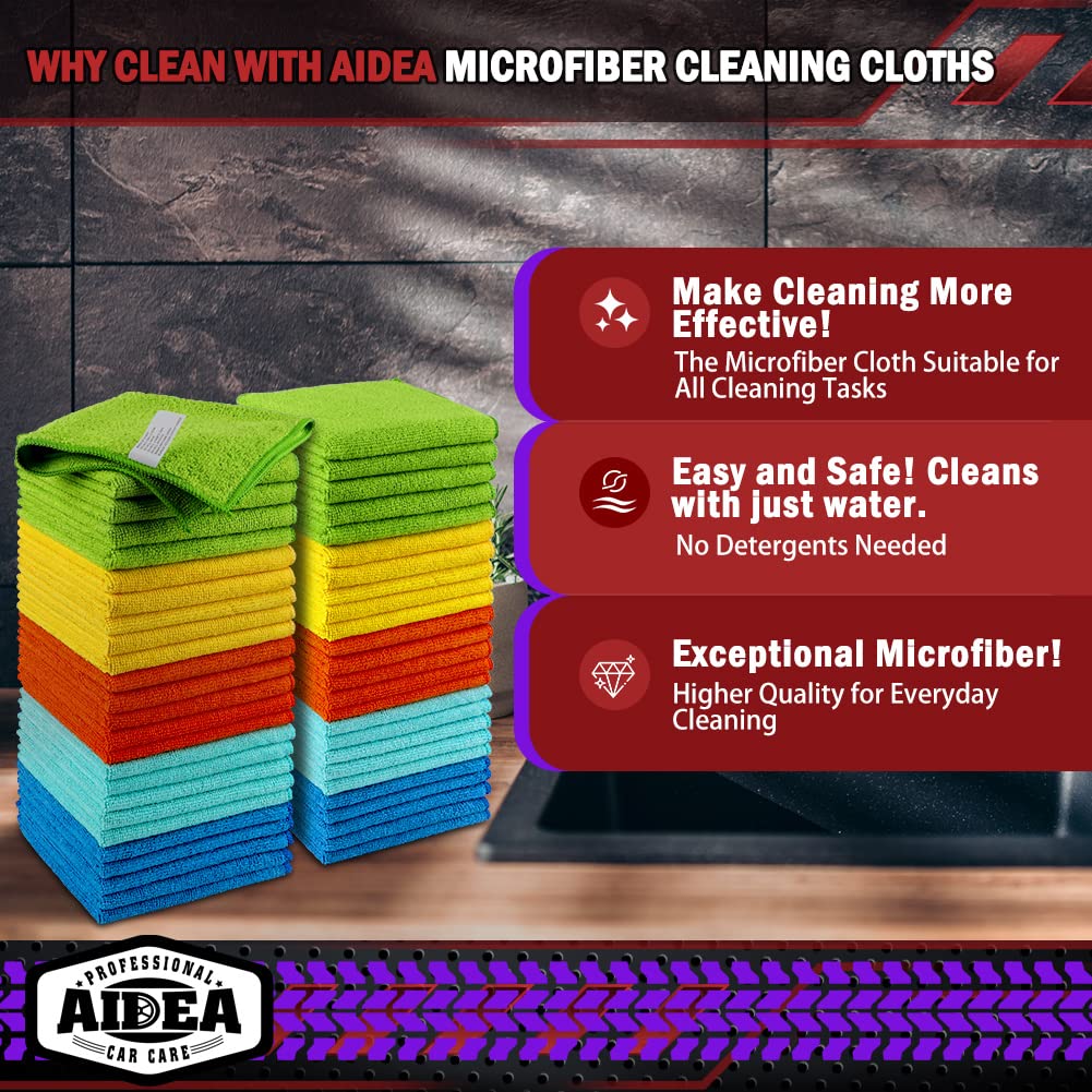 AIDEA Paño de limpieza de microfibra, 50 unidades