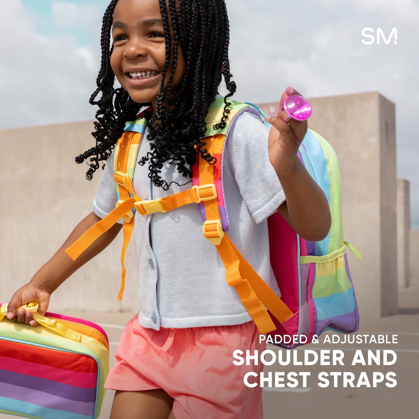 Simple Modern Mochila mediana de Disney para niños y niñas escolares | Mochila infantil de jardín de infantes | Colección Fletcher | Niños - 15 pulgadas de alto | Arcoiris princesa