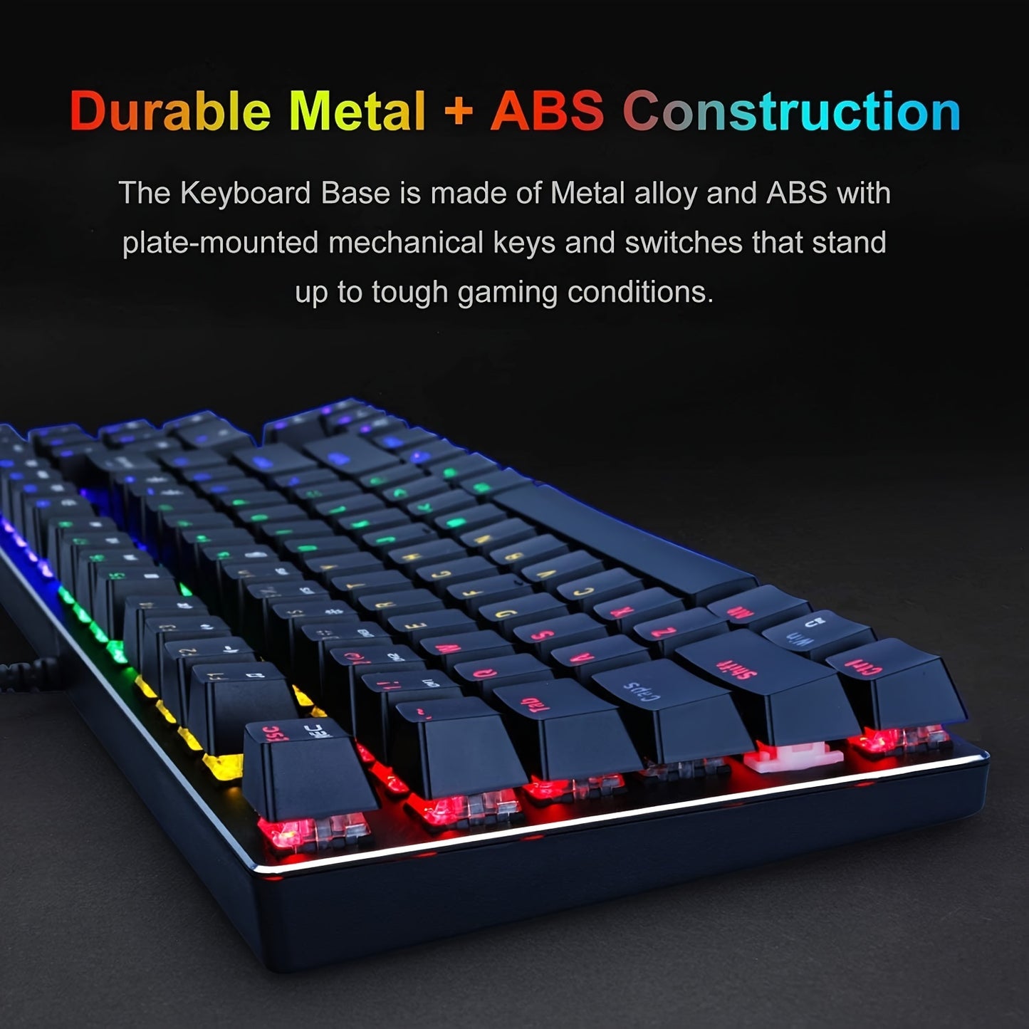 Mechanical Gaming Keyboard, Compact 89 Keys RGB Backlit Floating Mechanical Keyboard With Multimedia Keys And With Number Keys, Spill-Resistant For Windows PC Gamer-Black