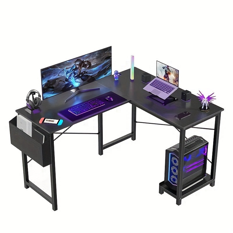 Versatile L-Shaped Desk- 49 Inches Reversible Design Desk With Storage And CPU Stand, Gamer-Friendly Workstation Desk For Bedroom, Modern Writing Desk, Work Desk For Home Office