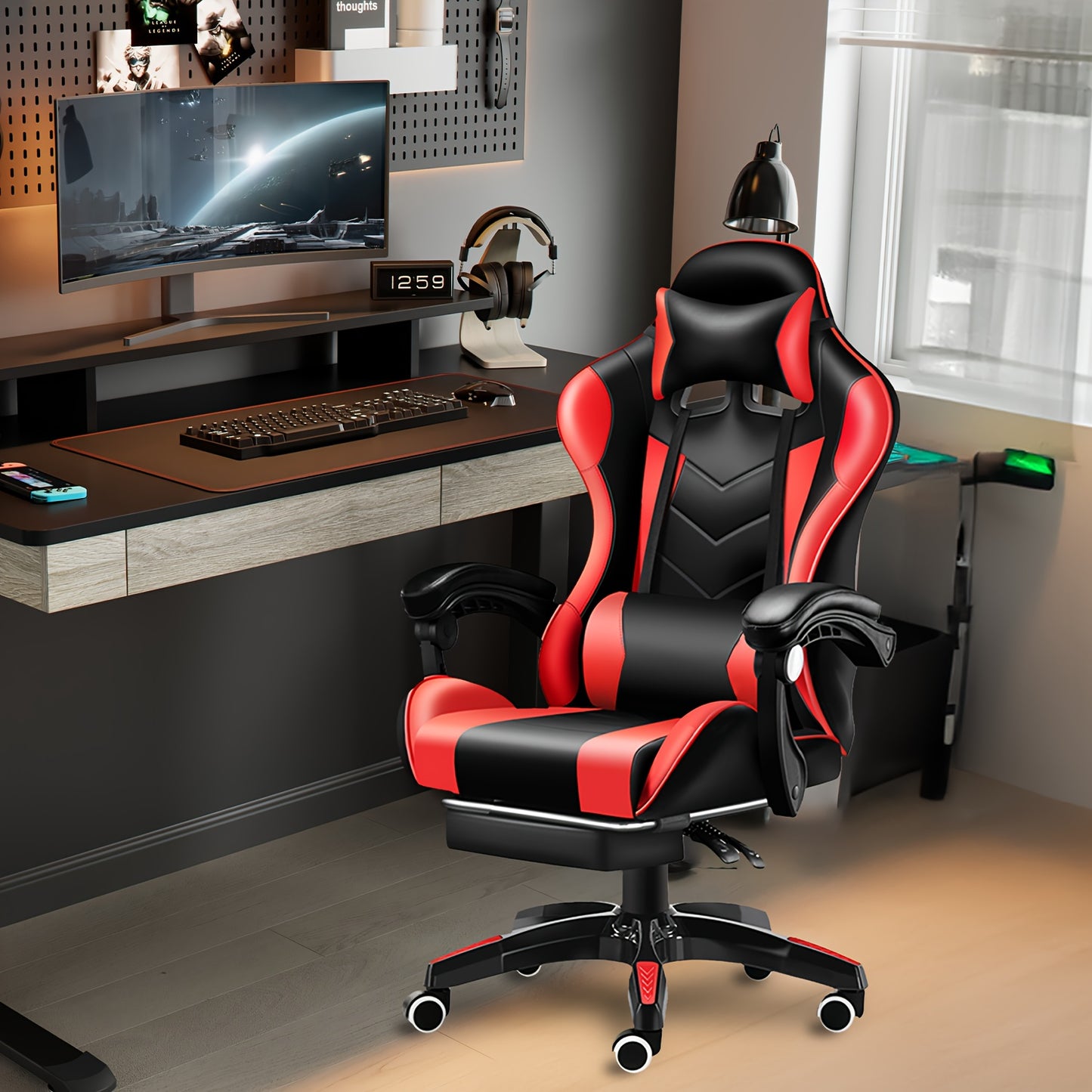 Ergonomic Gaming Chair for Adults and Teens - Racing Style PC Office Chair with Lumbar Support